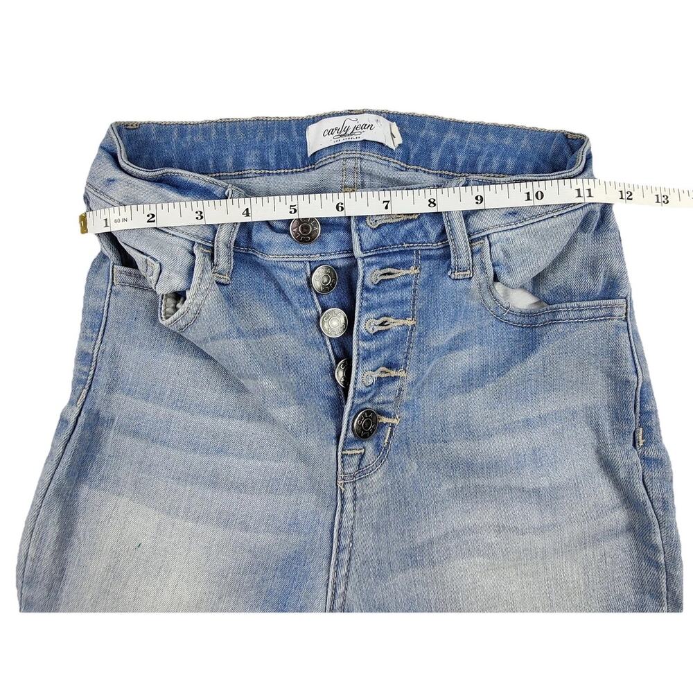 Carly Jean Los Angeles Skinny Jeans Juniors 1 Blue High Rise Distressed 25x27 - Picture 5 of 10